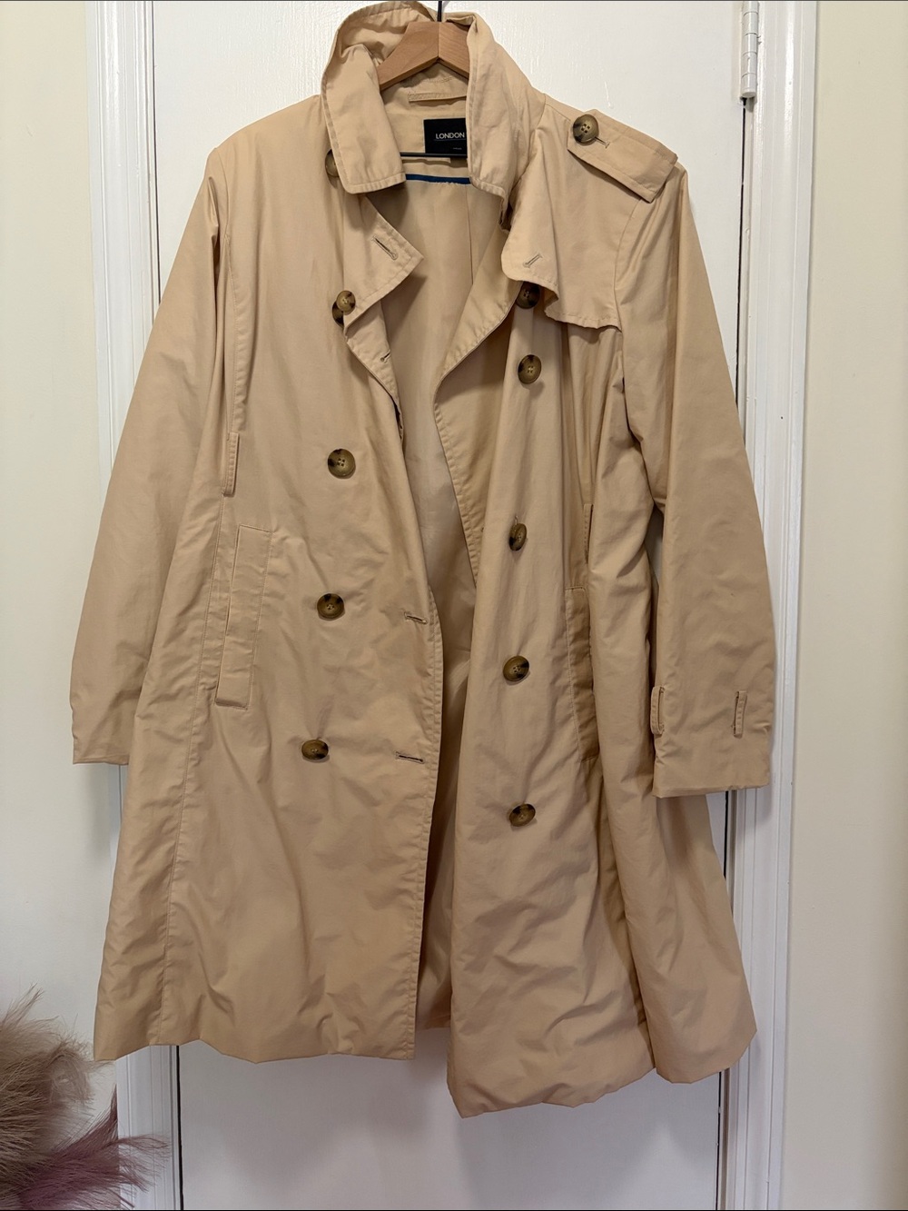 London Fog Classic Tan Double-Breasted Trench Coat